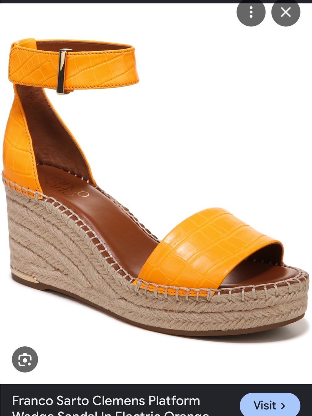 Franco Sarto Yellow Croc-Embossed Espadrille Wedge Sandal